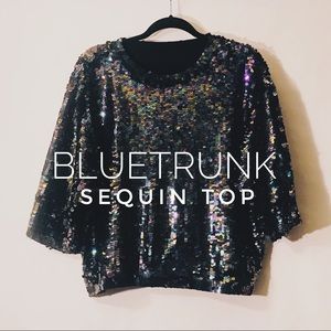 SEQUIN TOP WITH 3/4 SLEEVES